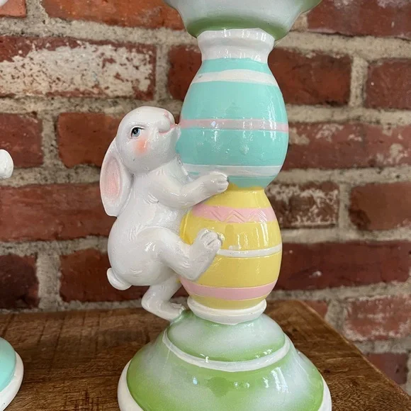 Martha Stewart adorable Easter bunny candlestick holders new with tags - Picture 5 of 9